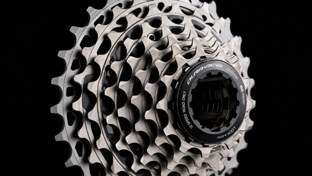 A premium 2026 12-speed road bike cassette showing all cogs clearly