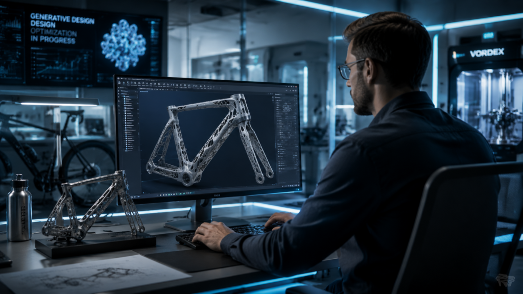 Futuristic bike frame design in progress