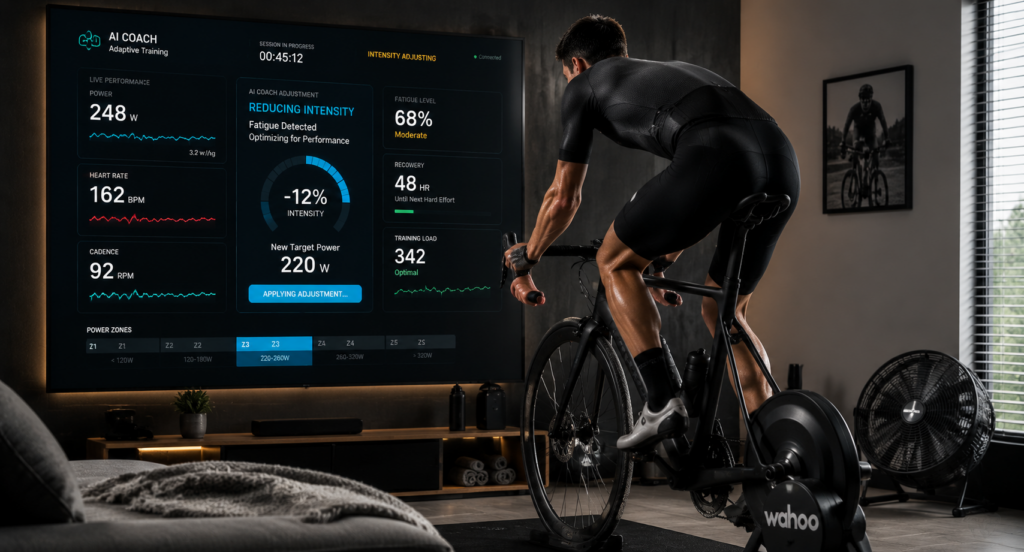 Adaptive cycling training in a home gym