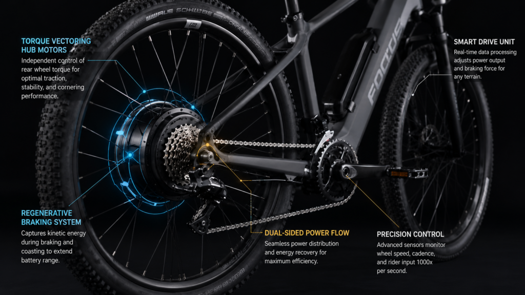 High-tech e-bike drivetrain and rear wheel
