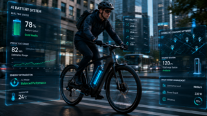 Electric bicycle using AI battery management system with predictive range and energy optimization