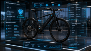Smart bicycle with digital ownership records, maintenance history, and connected asset