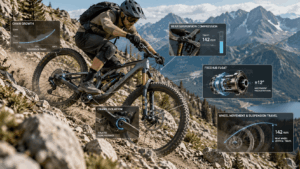 Mountain biker using an anti-pedal-kickback hub with adjustable freehub float