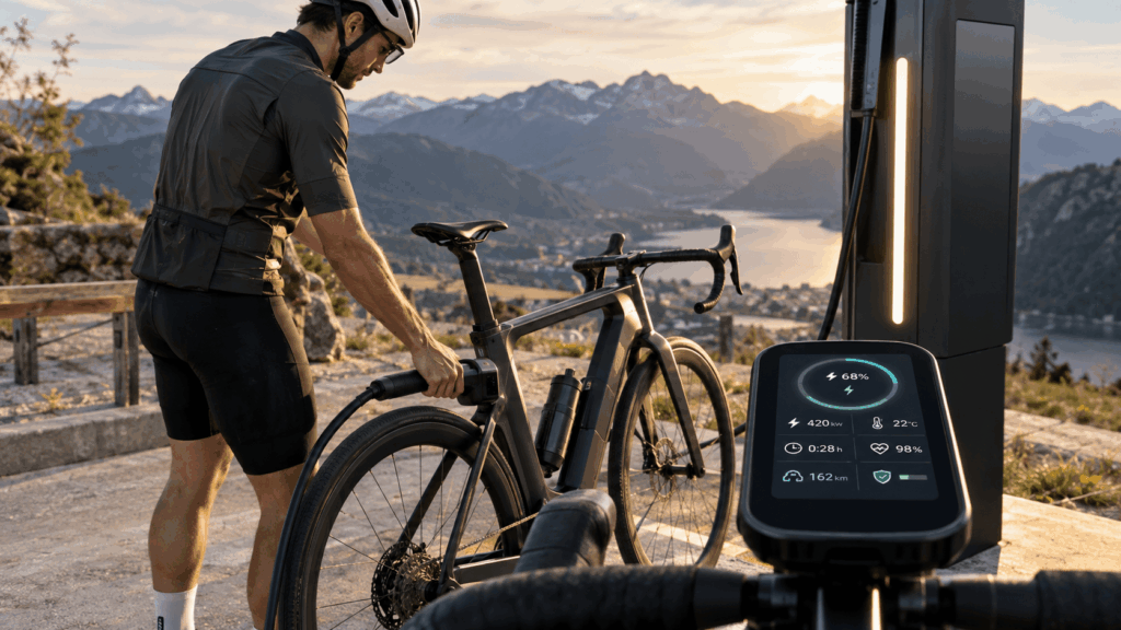 Semi-solid-state e-bike battery fast charging with real-time battery health monitoring